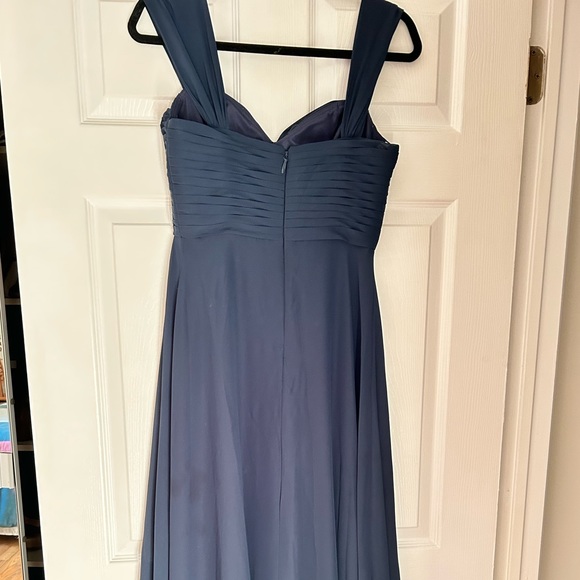 Women’s Navy JJ’s House Off the Shoulder Full Length Bridesmaid Dress Size 0 - Picture 5 of 5
